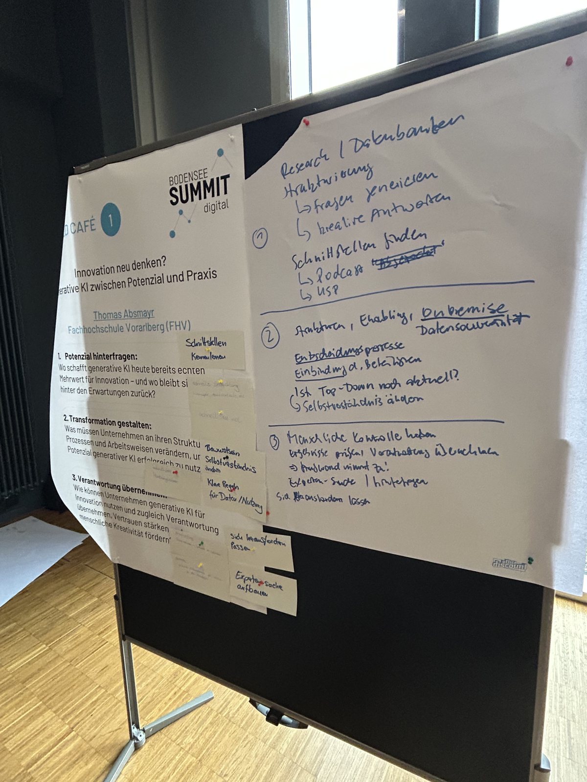 Unsere Ergebnisse am Flipchart: Potenzial, Wandel und Verantwortung.